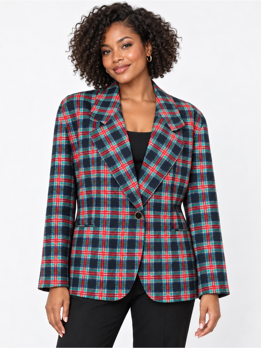 Vintage Pendleton Wool Tartan Plaid Blazer Women 22W Plus Size